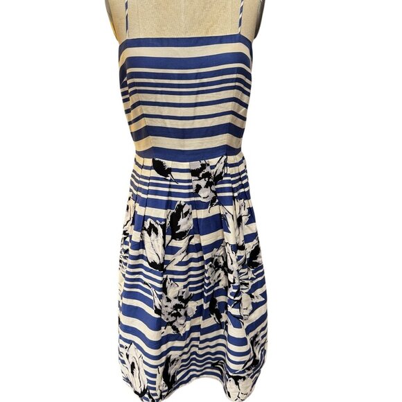 Jessica Howard Blue-White Stripe & Floral Sundress – Size 12 - Picture 3 of 7